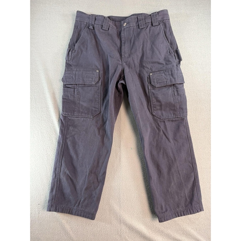 Duluth Trading Co Cargo Pants Mens 37x28 Gray Relaxed Fit Canvas Workwear Casual